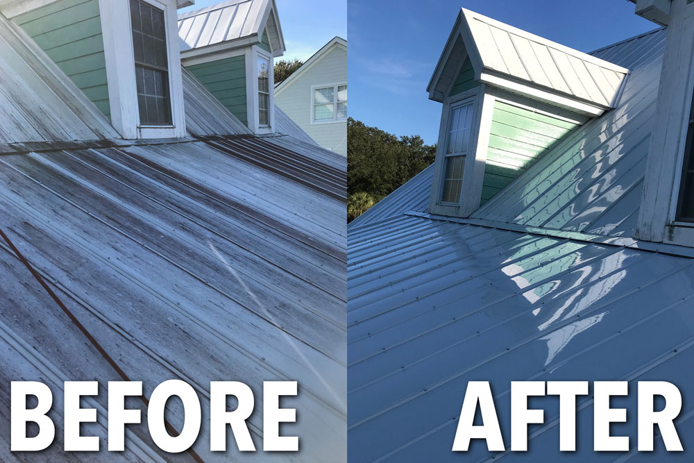 Before and After Metal Washing Roof