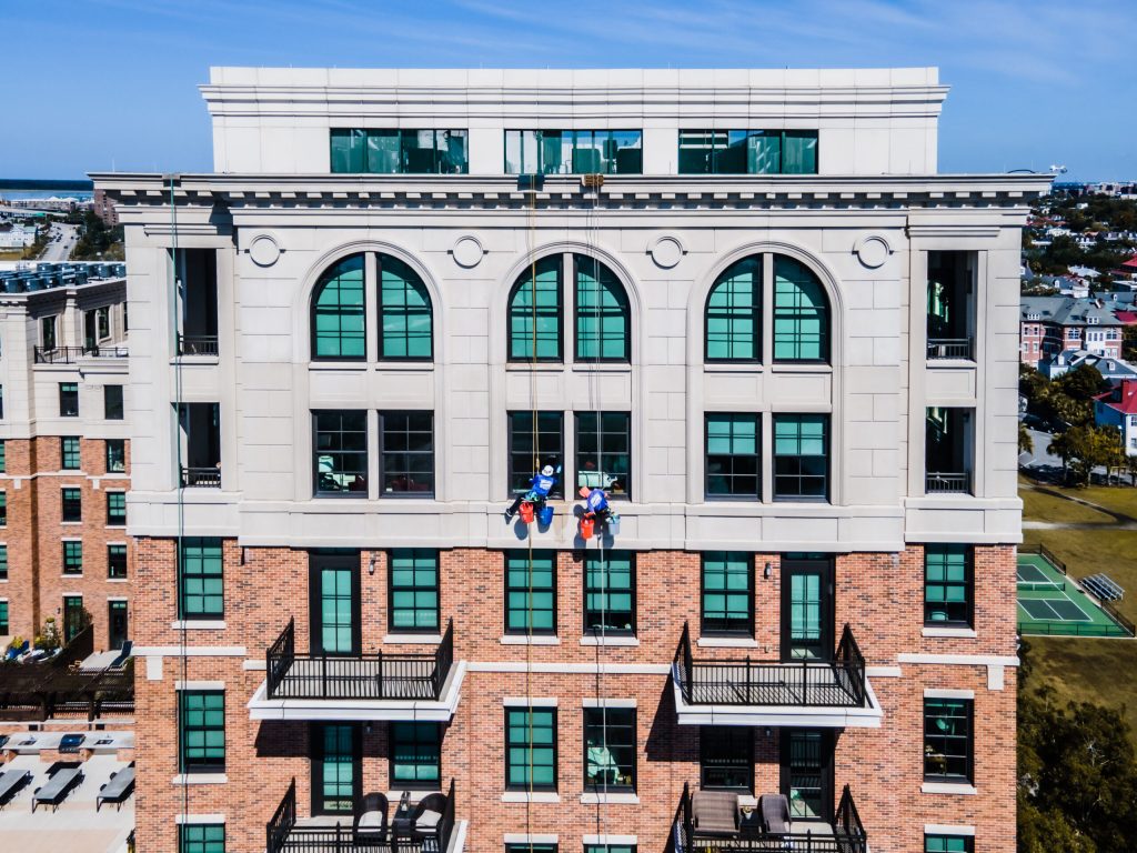 Professional apartment and storefront window cleaning improving visibility