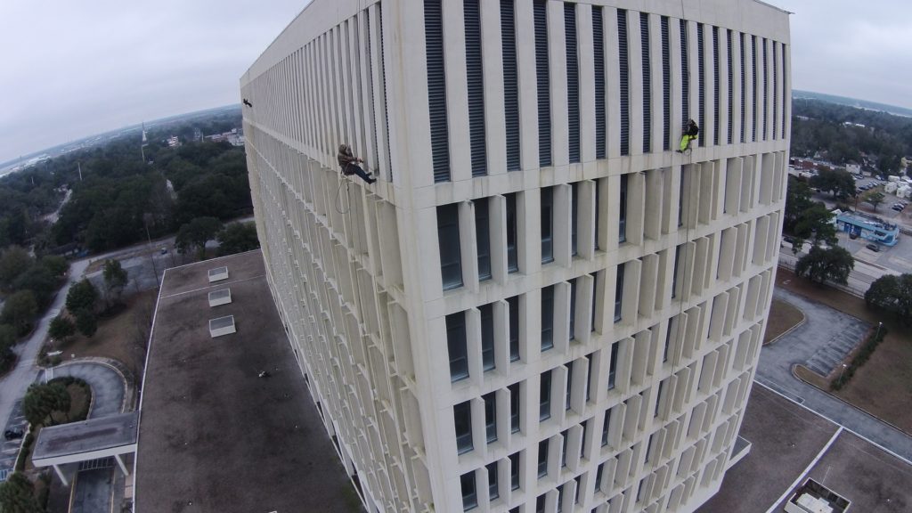 Pressure washing high rise in Charlotte NC